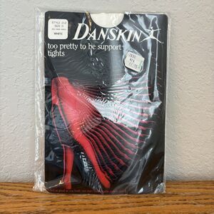 Danskin Dance Legwear Style 212 Size D White Footed Tights NEW